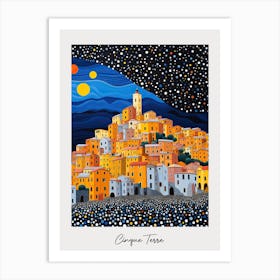 Poster Of Cinque Terre, Italy, Illustration In The Style Of Pop Art 4 Art Print