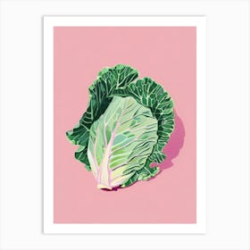Cabbage Pink Painting Kitchen Vintage Vegetables Art Print
