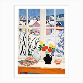 The Windowsill Of Troms   Norway Snow Inspired By Matisse 3 Art Print