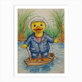 Duck In A Boat 5 Art Print