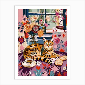 Tea Time With A Bengal Cat 2 Art Print