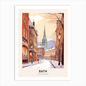 Vintage Winter Travel Poster Bath United Kingdom 4 Art Print