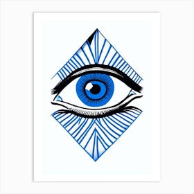Third Eye Symbolism, Symbol, Third Eye Blue & White 1 Art Print