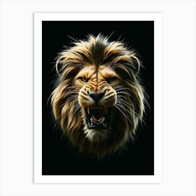 Portrait of Lion Roaring 1 Art Print