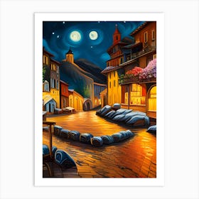 Night In The Old Town Art Print