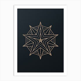 Abstract Geometric Gold Glyph on Dark Teal n.0279 Art Print