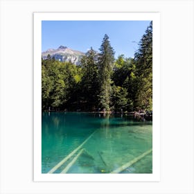 Bluest lake of Switzerland with mountains in the background Art Print