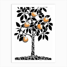 Orange Tree Simple Geometric Nature Stencil 2 Art Print