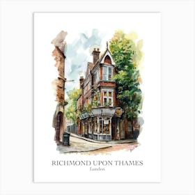 Richmond Upon Thames London Borough   Street Watercolour 3 Poster Art Print