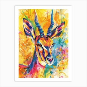 Antelope Colourful Watercolour 1 Art Print