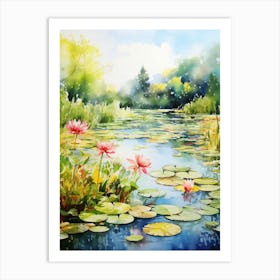 Monets Garden Usa Watercolour 1 Art Print