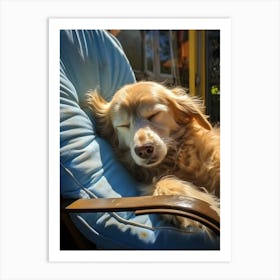 Golden Retriever Sleeping In A Chair Art Print