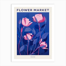 Blue Flower Market Poster Rose 8 Art Print