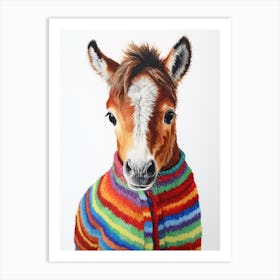 Baby Animal Wearing Sweater Horse 2 Art Print