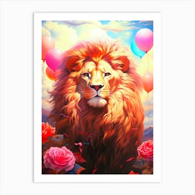 Lion With Balloons 1 Art Print