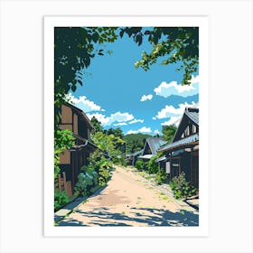 Shirakawa Go Japan 1 Colourful Illustration Art Print