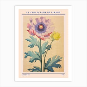 Anemone French Flower Botanical Poster Art Print