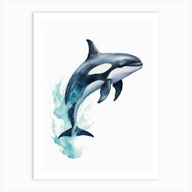 Blue Watercolour Painting Style Of Orca Whale  5 Art Print
