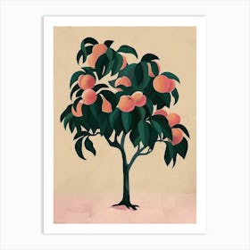 Peach Tree Colourful Illustration 1 Art Print