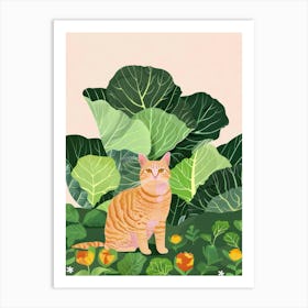 Cat And Cabbage 2 Art Print