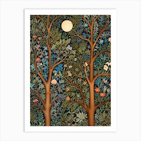 William Morris Moonlight In The Trees Art Print