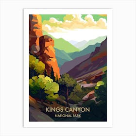 Kings Canyon National Park Travel Poster Illustration Style 1 Art Print