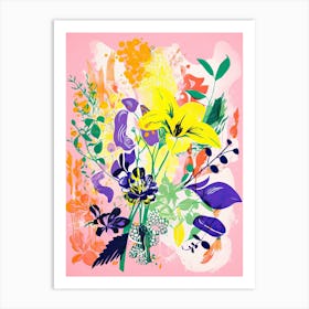 Colourful Flower Still Life Risograph Style 32 Art Print