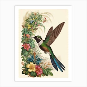 Hummingbird botanical flower beauty 2 Art Print