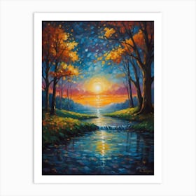 Sunset By The River 3 Art Print