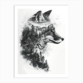 Wolf In The Forest 15 Art Print
