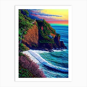 Uluwatu Indonesia Pointillism Style Tropical Destination Art Print