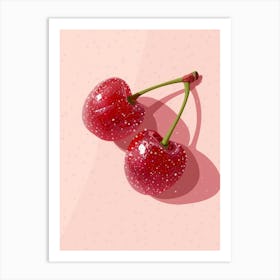 Cherry On A Pink Background Art Print