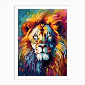 Lion Art Painting Colour Field Style 1 Art Print