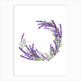 Watercolor Lavender Wreath.uk Art Print