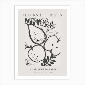 Fruit And Flower Market Black & White Art Print