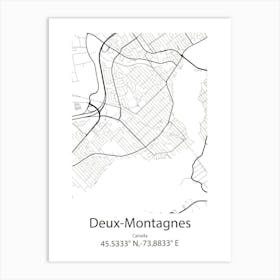 Deux Montagnes,Canada Minimalist Map Art Print