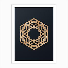 Abstract Geometric Gold Glyph on Dark Teal n.0449 Art Print
