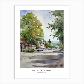 Monterey Park 1 Watercolour Travel Poster Art Print