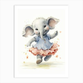 Elephant Painting Dancing Watercolour 4 Art Print