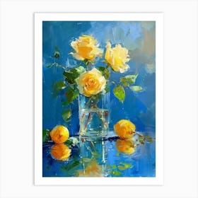 Yellow Roses In A Vase 2 Art Print