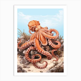 Day Octopus Realistic Illustration 8 Art Print