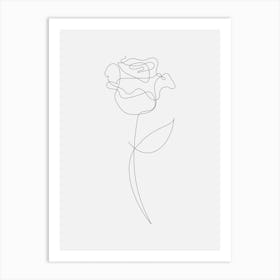 One Line Rose Art Print