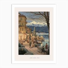 Vintage Winter Poster Lake Como Italy 2 Art Print
