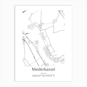 Niederkassel,Germany Minimalist Map Art Print