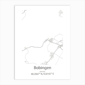 Bobingen,Germany Minimalist Map Art Print