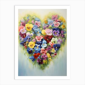 Pansies In Heart Formation 2 Art Print
