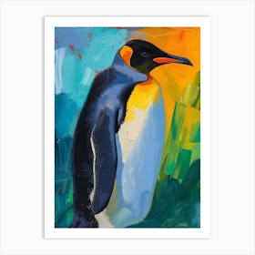 King Penguin Isabela Island Colour Block Painting 1 Art Print