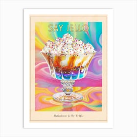 Rainbow Layered Jelly Trifle Retro Collage 3 Poster Art Print