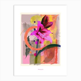 Amaryllis 3 Neon Flower Collage Poster Art Print