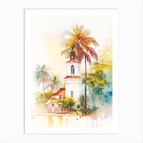 Trancoso Brazil Watercolour Pastel Tropical Destination Art Print
